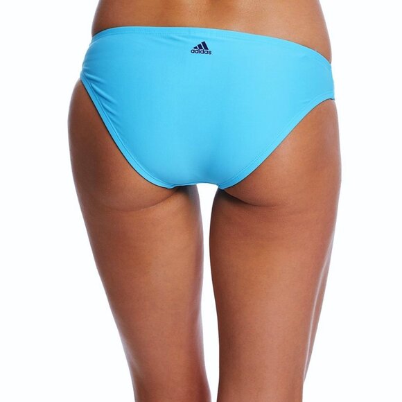 XL-L Adidas Swim Bandeau Top Bikini Set Hipster Bottom Blue Logo Overlay Stripe - Picture 5 of 11